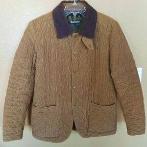 Barbour Sz L Bant Earth Corduroy Barn Jacket Flaps